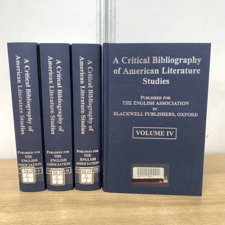 ▲01)【1点限り!】【除籍本】A Critical Bibliography of American Literature Studies 全4巻セット/アメリカ文学研究の批評的文献目録/B
