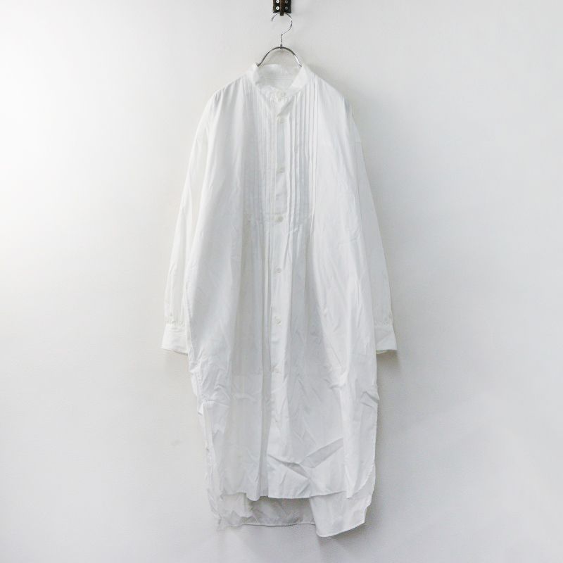 ワイズ ヨウジヤマモト Y's Yohji Yamamoto ピンタックバンドカラーシャツワンピース 1＼ホワイト コットン ドレス【2400014984361】