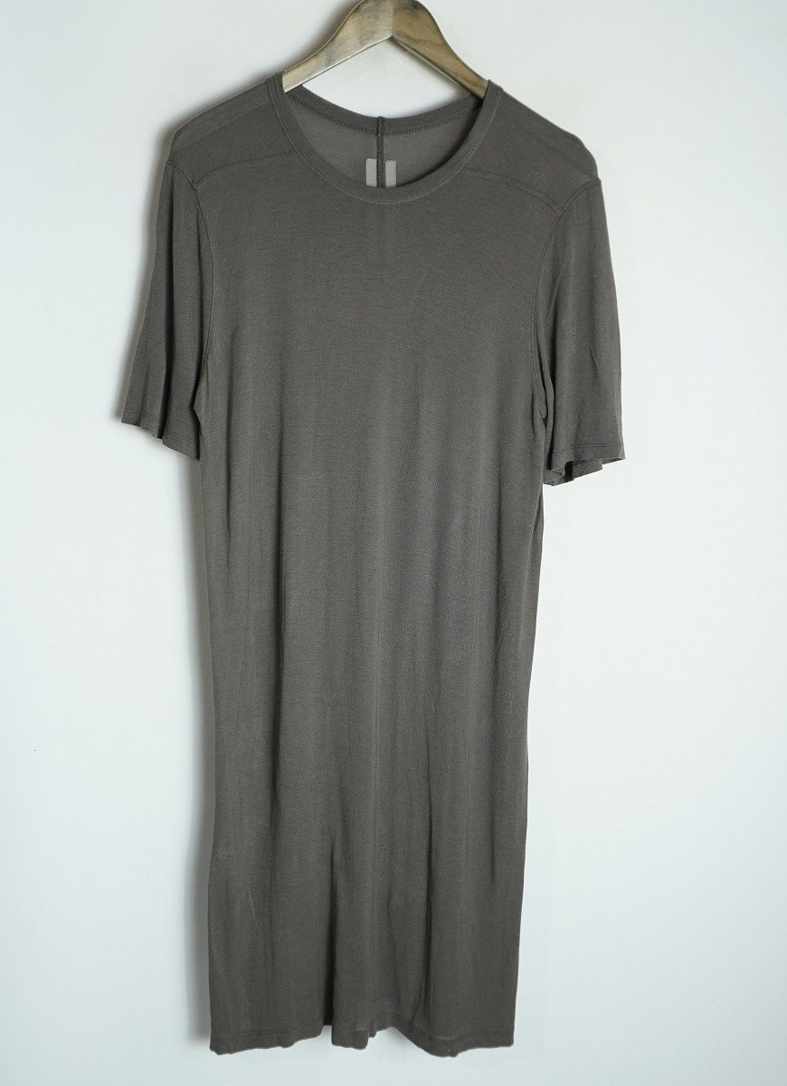 美品 国内正規 Rick Owens リックオウエンス レーヨン シルク レベル Tシャツ 半袖カットソー RF00M6264-JS XS DARK DUST 本物 灰1127P♪