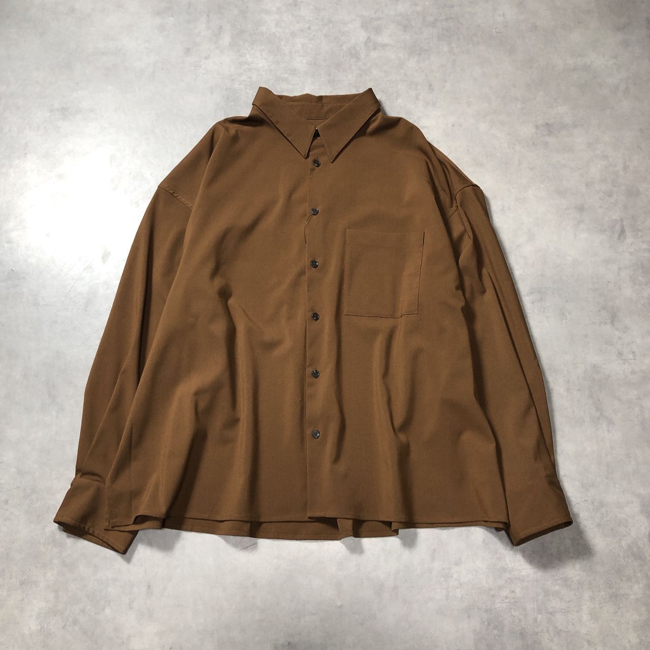 GQ5609◇CARORIE : WOOL LIKE RELAX SHIRT CR2408T3-BR◇XL◇ブラウン カロリイ ウールライク リラックスシャツ キャメル 参考定価¥33.000-
