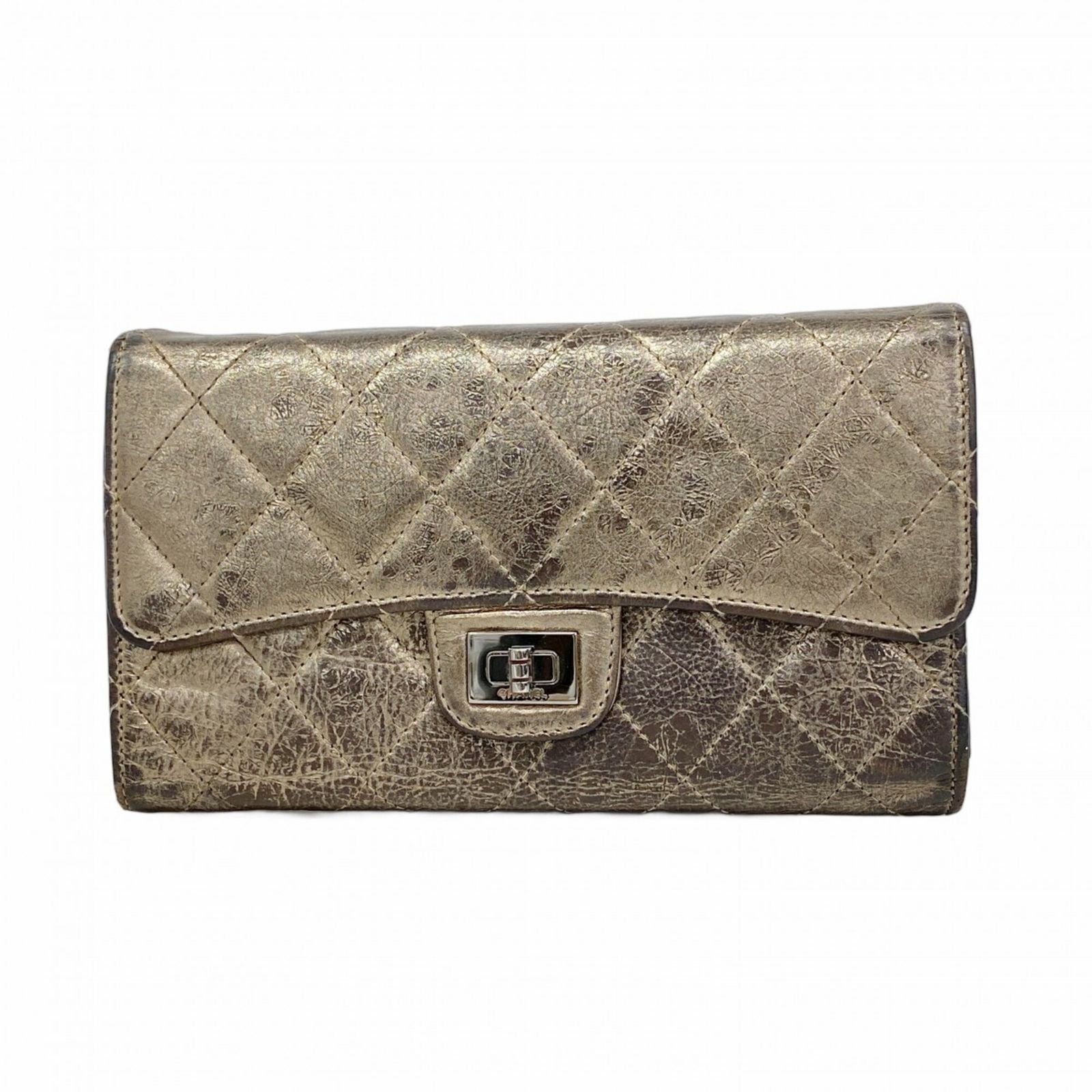 シャネル(Chanel) シャネル 長財布 2.55 カーフスキン ゴールド レディース