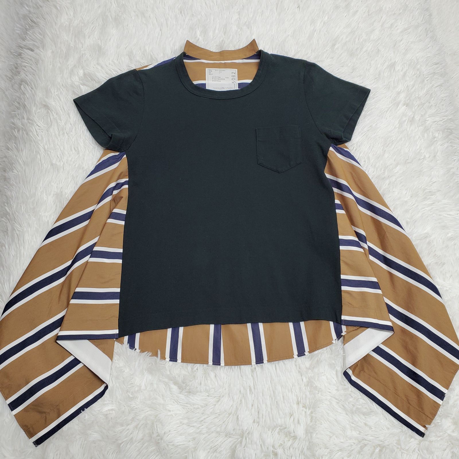 sacai サカイ 20ss ドッキング カットソー ストライプ フレア 半袖 T