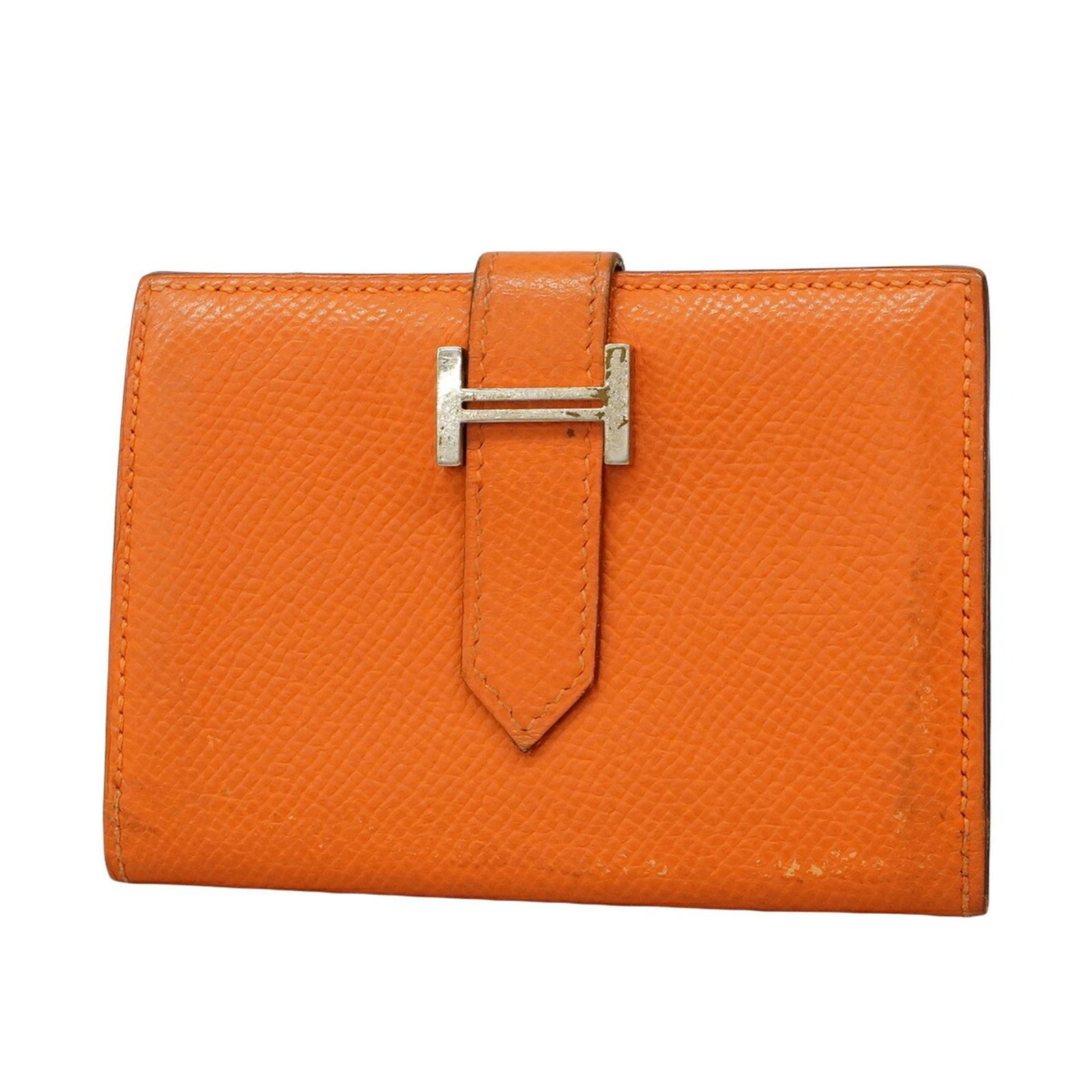 エルメス(Hermes) エルメス 名刺入れ ベアン ヴォーエプソン オレンジ □L刻印メンズ レディース