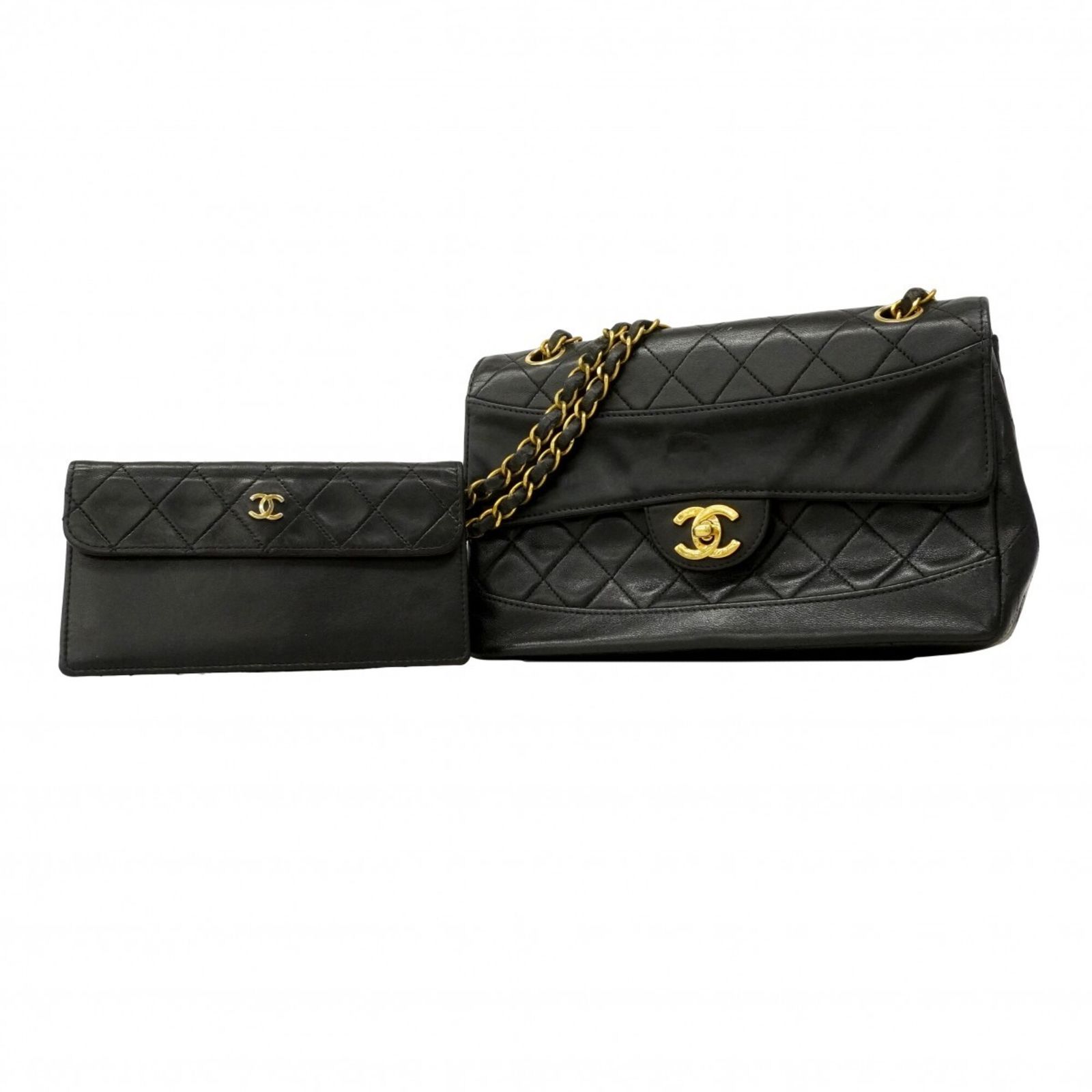 シャネル(Chanel) シャネル ショルダーバッグ マトラッセ Wチェーン ラムスキン ブラック レディース