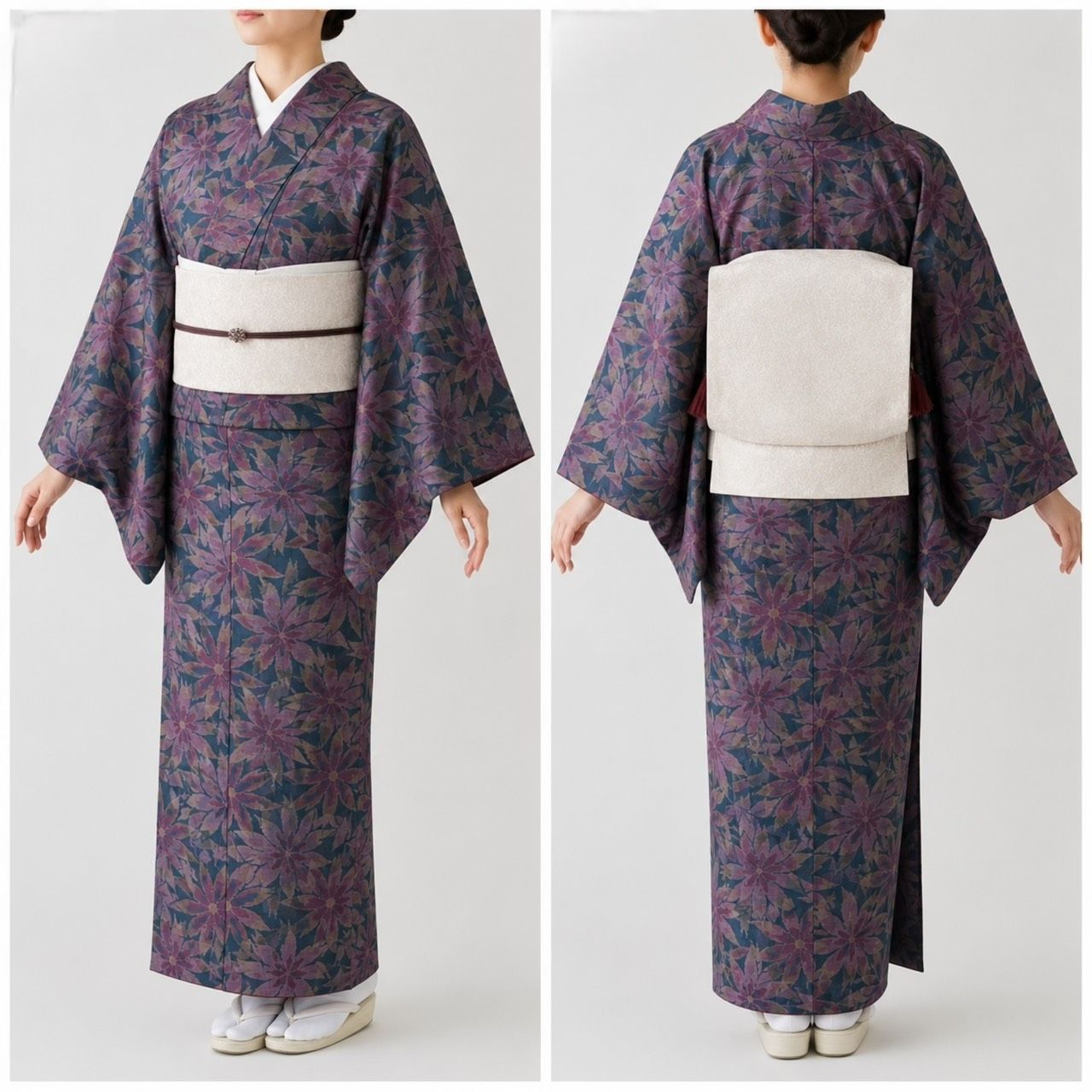 #K117 大島紬 身丈160cm 花柄 正絹 和装 和服 着物