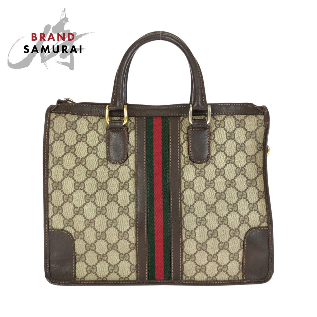 GUCCI グッチ シェリーライン ベージュ ブラウン ゴールド金具 24 021886 ハンドバッグ トートバッグ レディース 602148【中古】