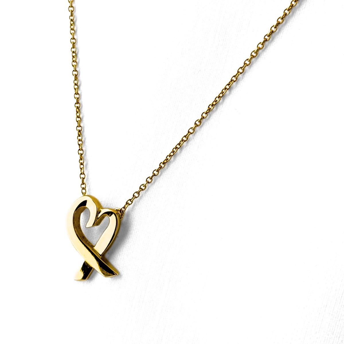 ティファニー TIFFANY&Co. ラビングハートネックレス YG イエローゴールド ネックレス 750 レディース 【中古】