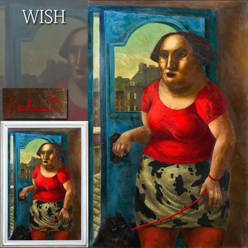 【真作】【WISH】筧本生 油彩 30号 大作 1993年作 ◆個性際立つ重厚な婦人名画 　　〇パリ滞在巨匠 昭和会賞優秀賞 和製ボテロ #26052122