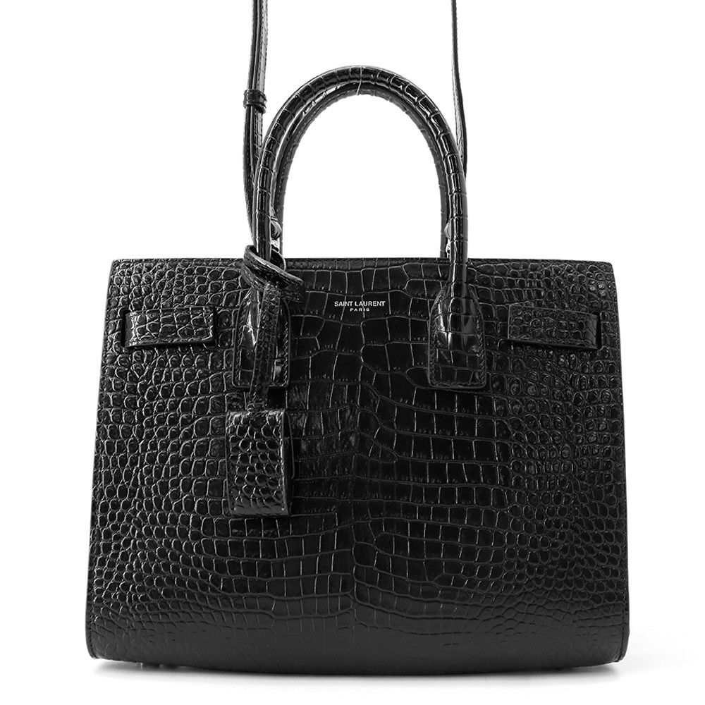 サンローランパリ ハンドバッグ ベイビーサックドジュール 型押しレザー 421863 SAINT LAURENT PARIS 2wayショルダー 黒