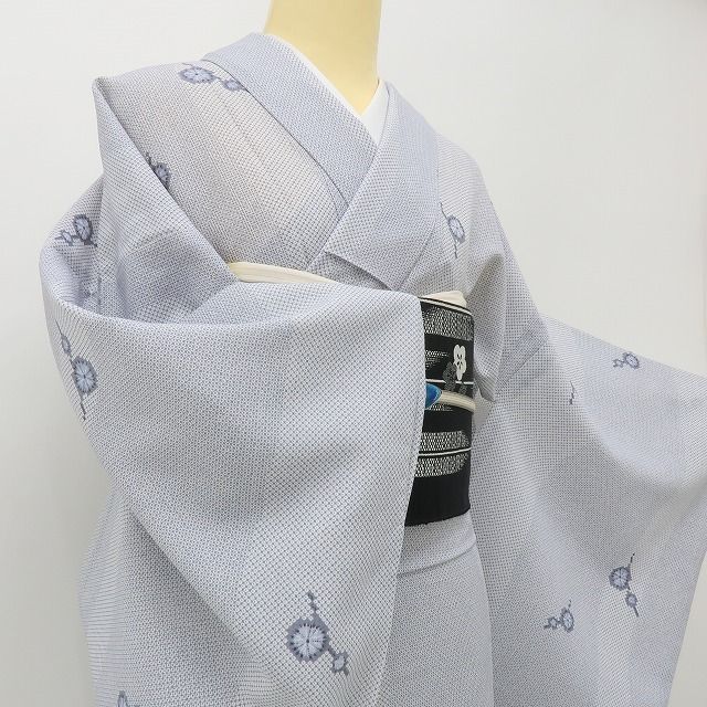 六花-RIKKA- 美品 洗える夏着物 誂えポリエステル 絞り柄 絽❀絽に