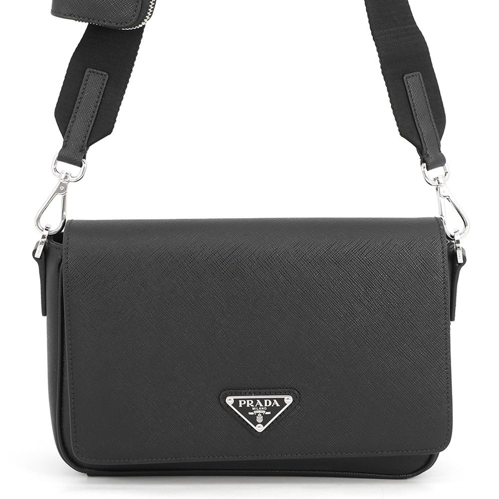 プラダ ショルダーバッグ トライアングルロゴ サフィアーノ レザー 2VD059 PRADA 黒