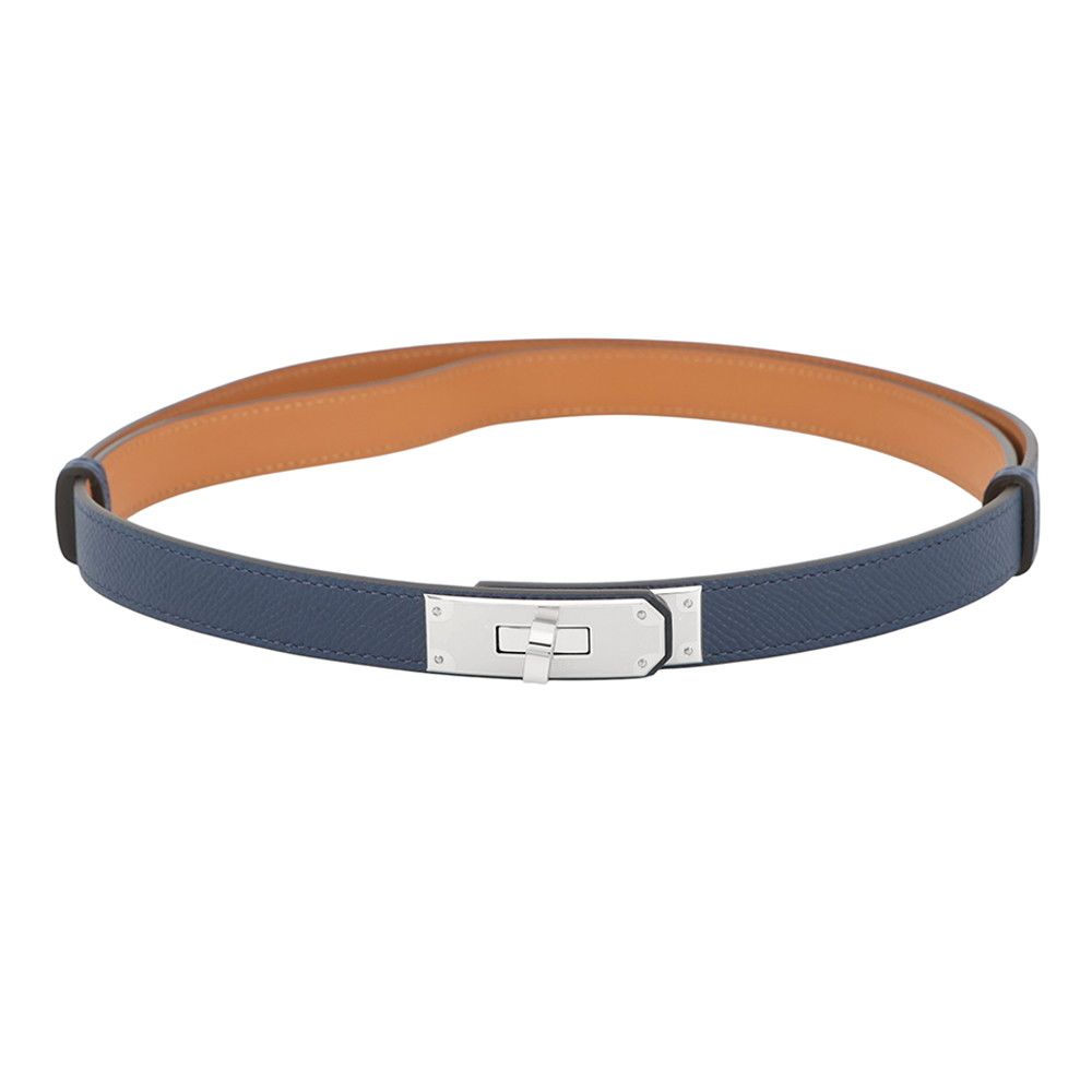 エルメス ケリーベルト ブルーネイビー/シルバー金具 エプソン B刻印 HERMES べルト