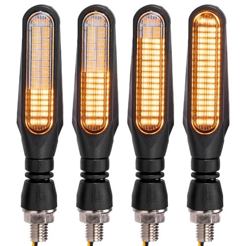 【3倍以上の輝度】KEMIMOTO ウインカー バイク LED ウインカー eマーク 車検対応 流れるウィンカー 12V 全透明レンズ シーケンシャルウインカー バイク アンバーで流れる点灯 ウィンカー M10汎用性 抵抗付く 高輝度 IP6 7bdcf584