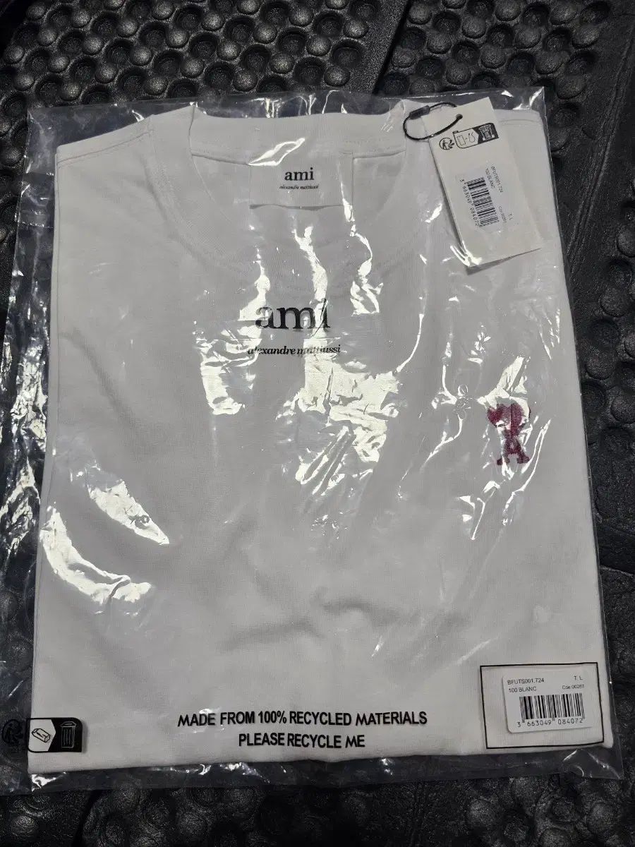 アミ スモール ハート ロゴ 白 TシャツL