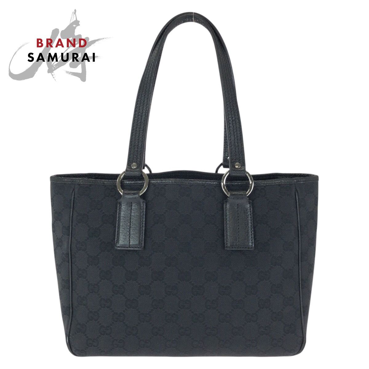 GUCCI グッチ ブラック 黒 シルバー金具 GGキャンバス/レザー 113019 トートバッグ ショルダーバッグ レディース 602118【中古】