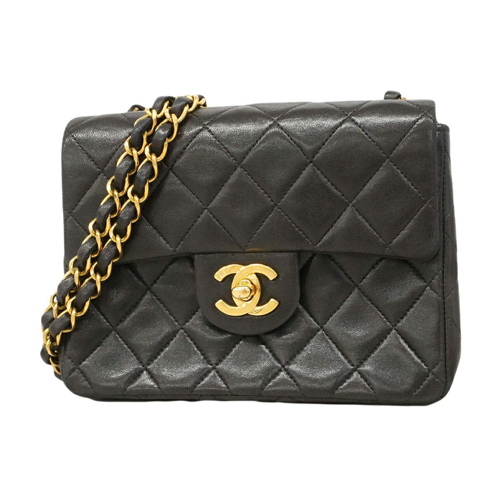 シャネル(Chanel) シャネル ショルダーバッグ ミニマトラッセ チェーンショルダー ラムスキン ブラック レディース