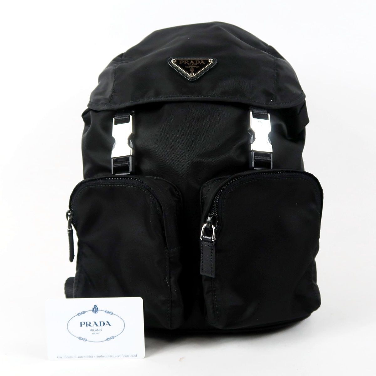 【超美品】PRADA プラダ ナイロン リュック バックパック ブラック ブランド鞄【UO55】