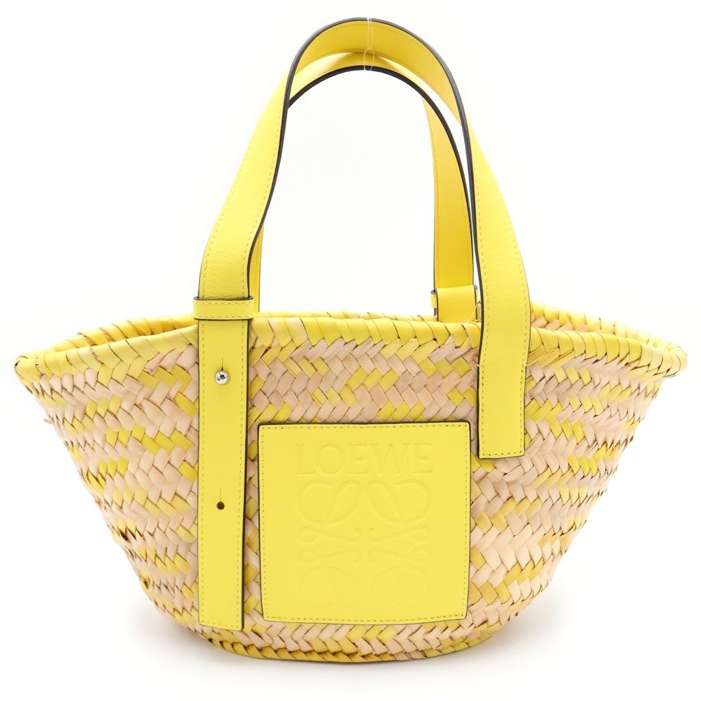 LOEWE (ロエベ) バスケットバッグ かごバッグ ハンドバッグ ベージュ×イエロー ラフィア×レザー