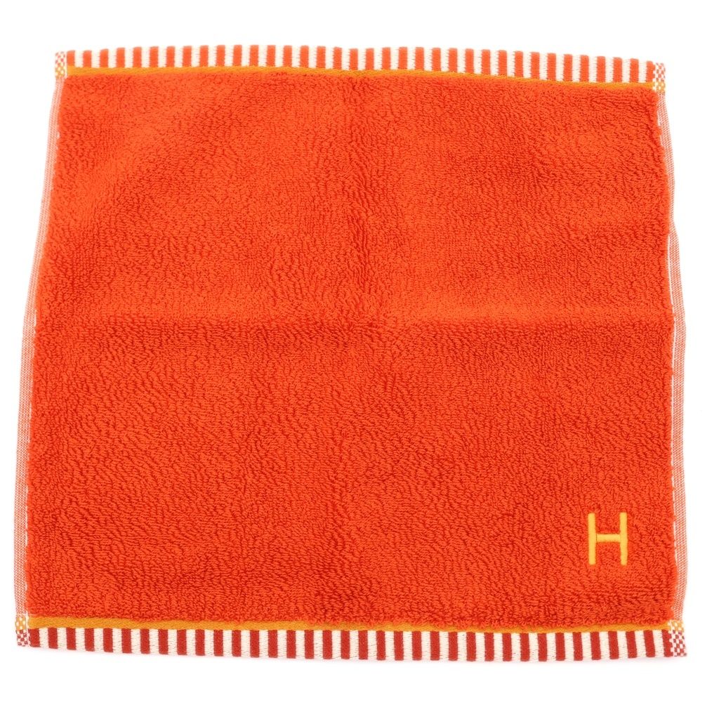 HERMES (エルメス) カレ・タオル ヴィス・ヴェルサ オレンジ コットン