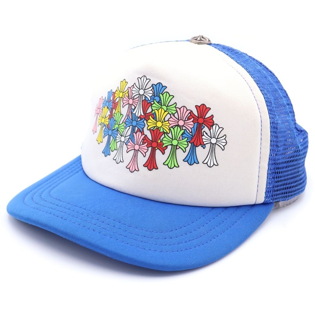 CHROME HEARTS (クロムハーツ) MULTI COLOR SEMETERY CROSS TRUCKER CAP マルチセメタリークロスプリントトラッカーキャップ ブルー