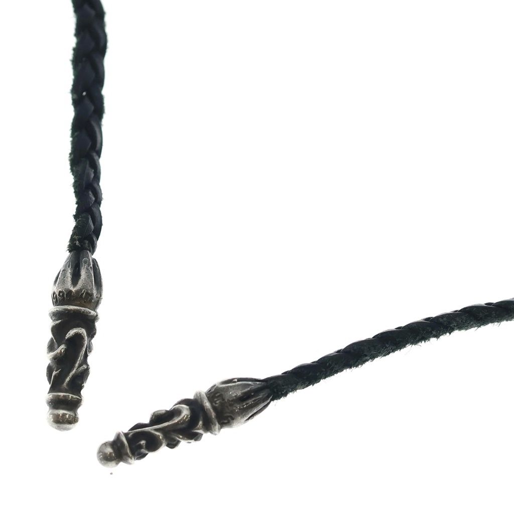 CHROME HEARTS (クロムハーツ) LEATHER BRAID スクロールレザーブレード シルバーネックレス