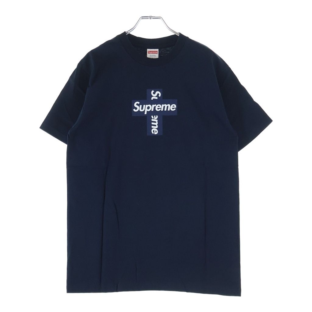 SUPREME (シュプリーム) 20AW Cross Box Logo Tee クロスボックスロゴ プリント クルーネック半袖Tシャツ カットソー ネイビー