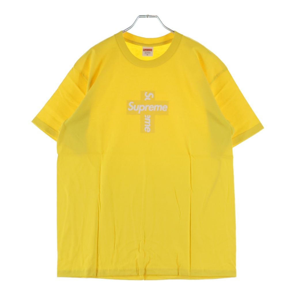 SUPREME (シュプリーム) 20AW Cross Box Logo Tee クロスボックスロゴ プリント クルーネック半袖Tシャツ カットソー イエロー
