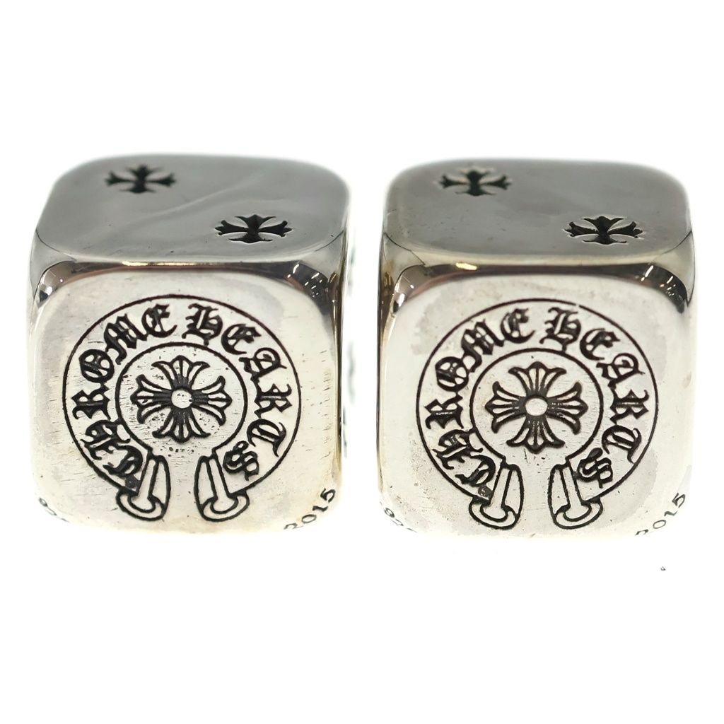 CHROME HEARTS (クロムハーツ) DICE ダイス 2015年 クリスマス限定 ノベルティ クロスボタン サイコロ置物 シルバー