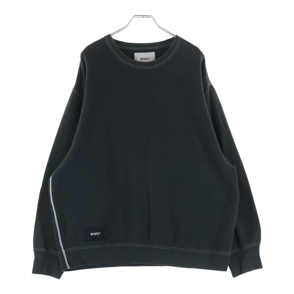 WTAPS (ダブルタップス) 21AW CREW NECK ロゴパッチ クルーネックスウェットトレーナー ブラック 212ATDT-CSM24