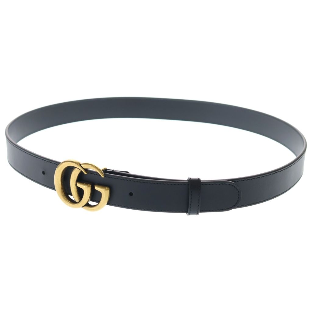GUCCI (グッチ) ダブルG ロゴバックル レザー ベルト ブラック 414516