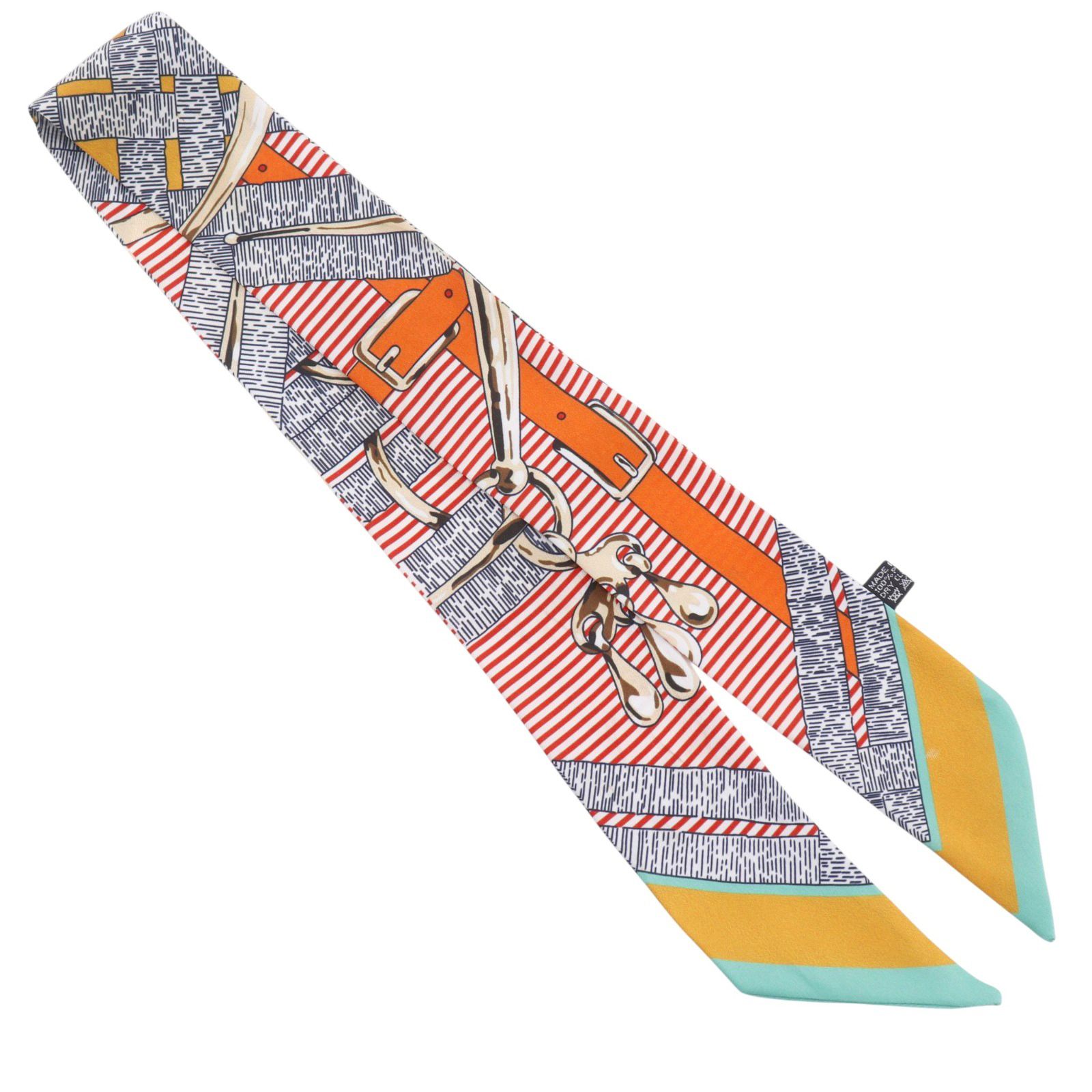 【HERMES】エルメス ツイリー Mors a Jouets Chemise 馬銜 シルク オレンジ レディース スカーフ