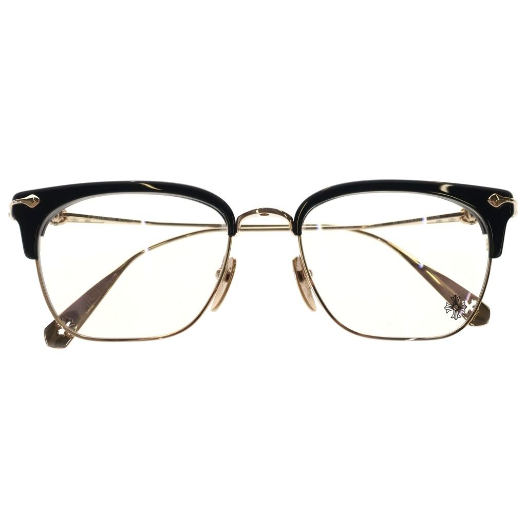 CHROME HEARTS (クロムハーツ) SLUNTRADICTION ハーフリム 眼鏡 純正レンズ アイウェア メガネ サングラス ブラック/ゴールド