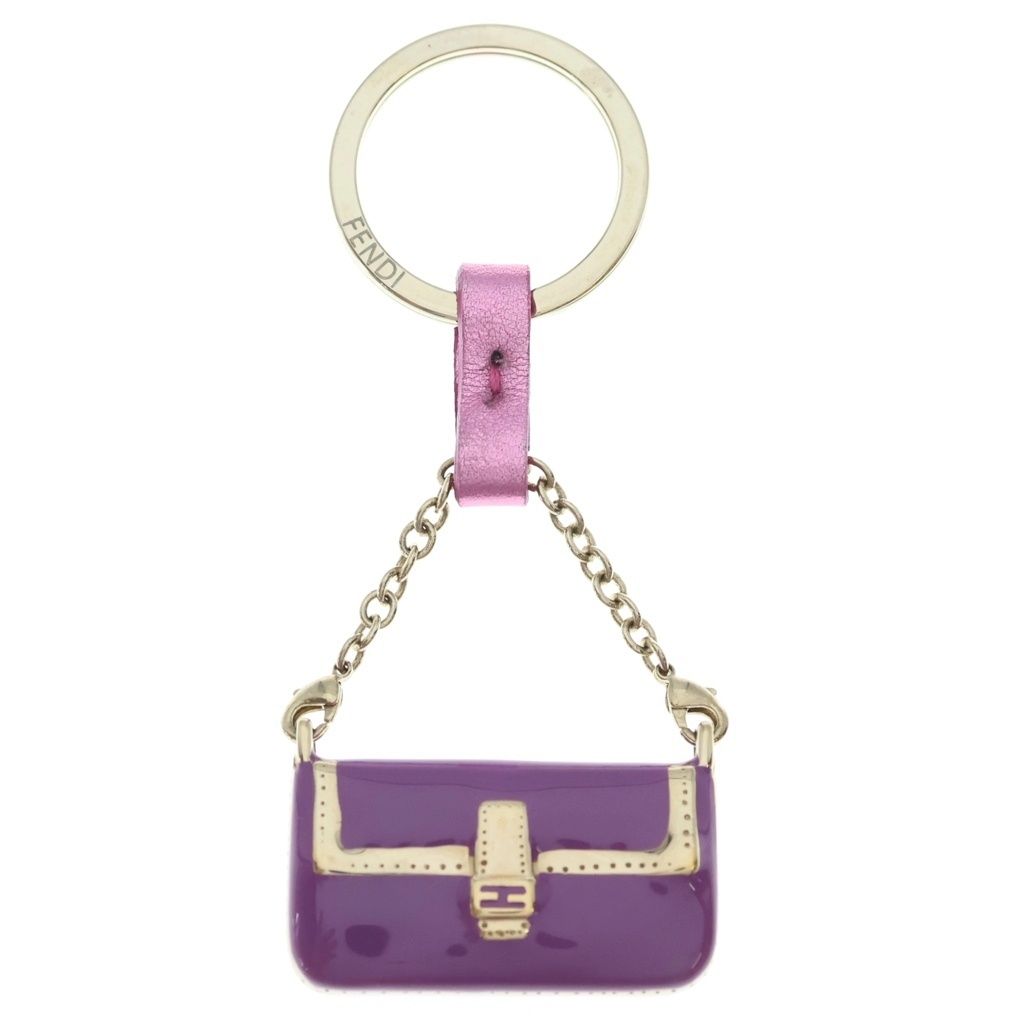 FENDI (フェンディ) マンマバケットモチーフ バッグチャーム キーホルダー パープル×ゴールド GP
