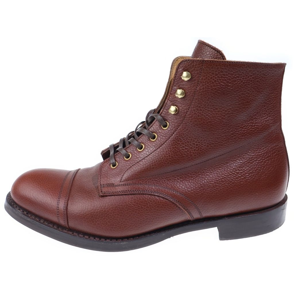 RRL (ダブルアールエル) ハンドバーニッシュド ペブルド レースアップ ハイカットブーツ ブラウン