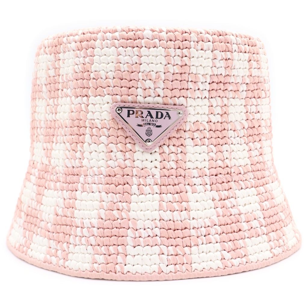 【未使用・希少】PRADA プラダ クロシェ バケットハット ピンク ストライプ PRADA (プラダ) クロシェバケットハット #S ライトピンク 1HC137