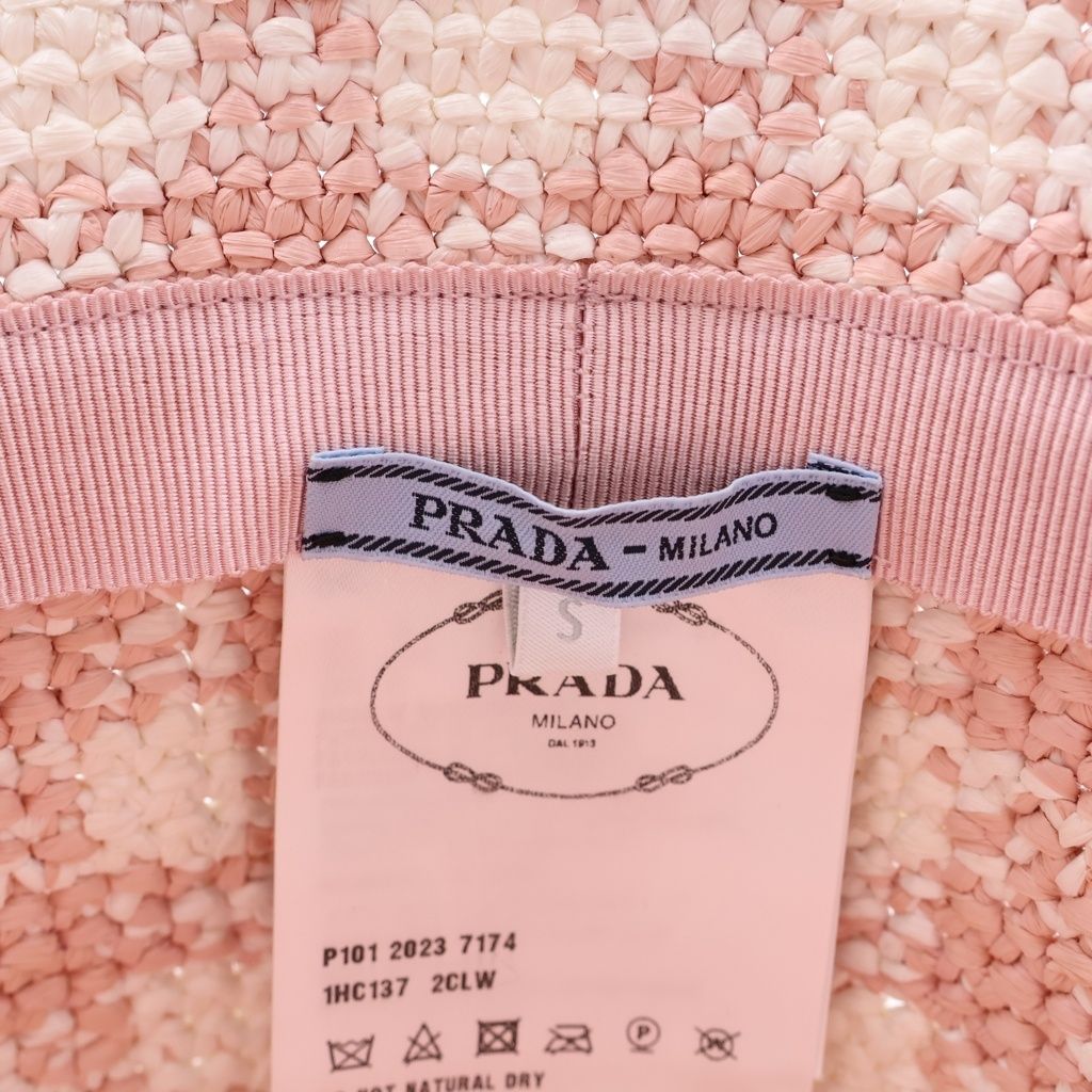 PRADA (プラダ) クロシェバケットハット #S ライトピンク 1HC137