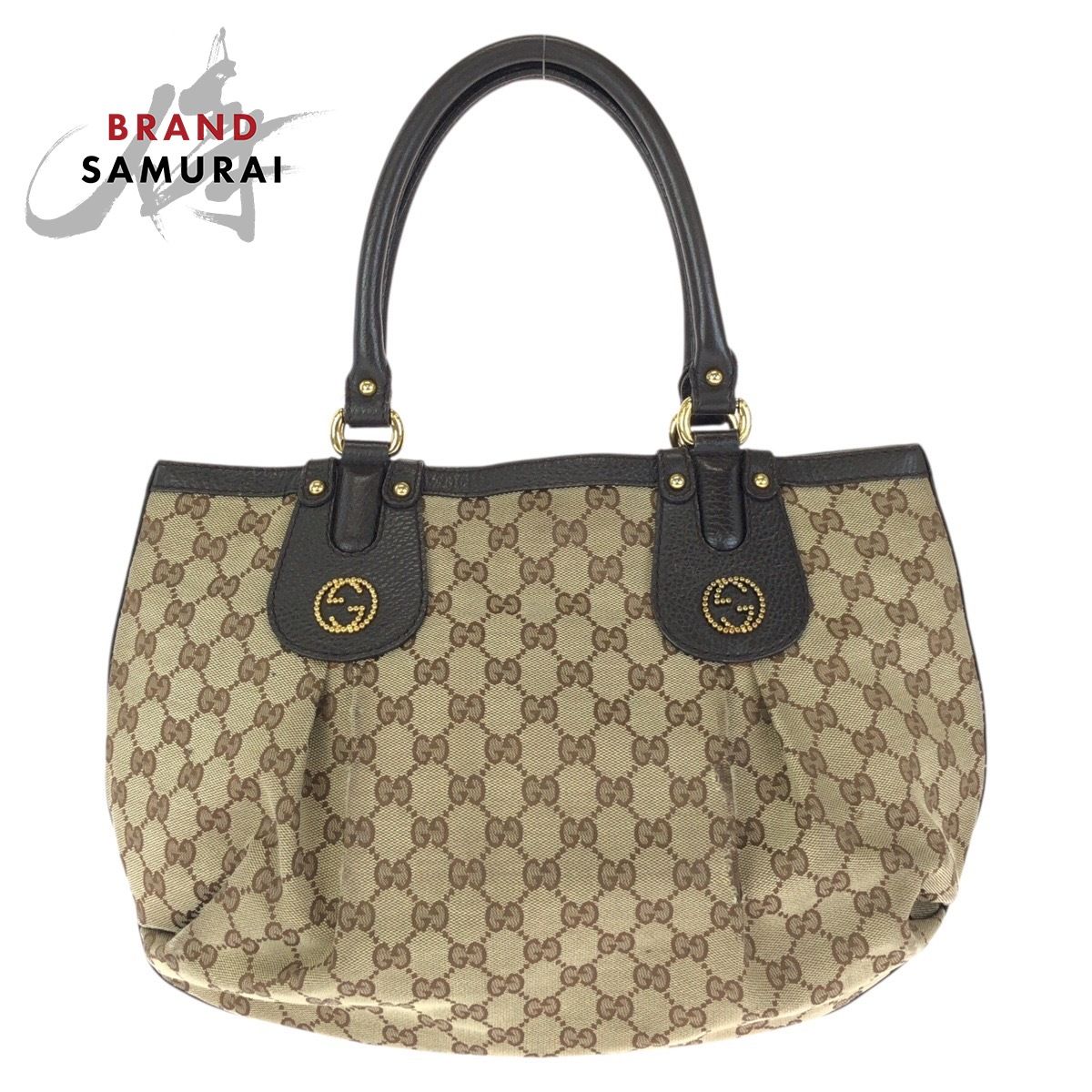 GUCCI グッチ スカーレット ベージュ ダークブラウン ゴールド金具 GGキャンバス/レザー 353689 トートバッグ ショルダーバッグ 602551【中古】