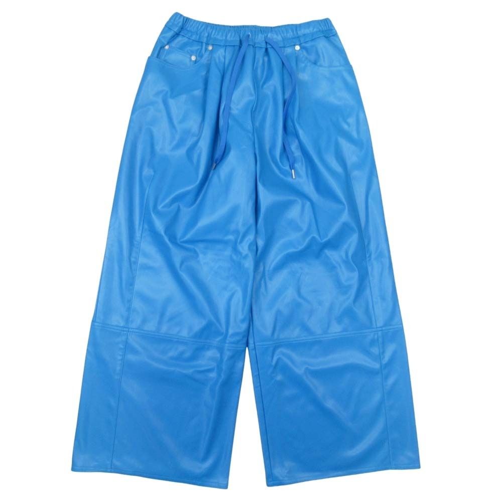 未使用 MAISON SPECIAL メゾンスペシャル 25aw シンセティックレザー ボリューム ワイドパンツ ヴィーガンレザー 38 青 ブルー レディース 古着 中古 USED