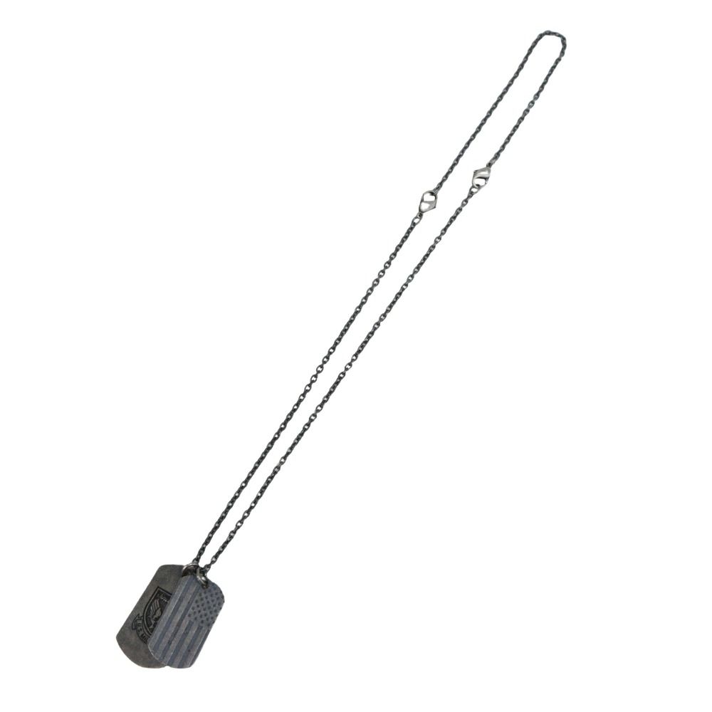 良品 AVIREX アヴィレックス ミリタリー ドッグタグ ペンダント ネックレス アクセサリー ミリタリー 60cm ガンメタリック シルバー メンズ 古着 中古 USED