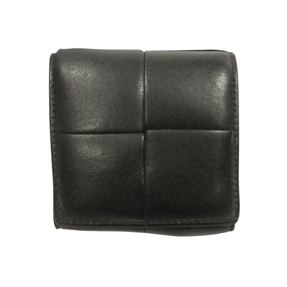 良品 BOTTEGAVENETA ボッテガヴェネタ カセット マキシ イントレチャート コインケース 小銭入れ 財布 レザー 黒 ブラック メンズ 古着 中古 USED