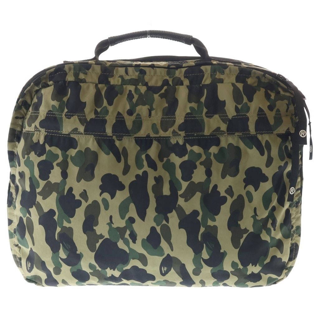 A BATHING APE (アベイシングエイプ) 1st camo カモフラ総柄 ブリーフケース ハンドバッグ グリーン