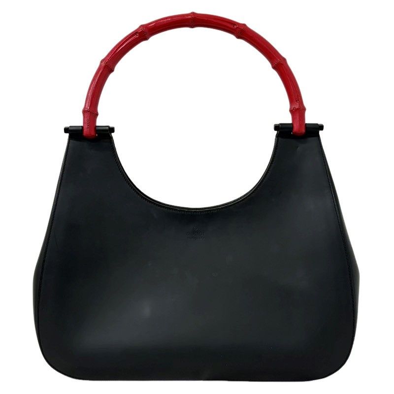 GUCCI グッチ ショルダーバッグ 001 3739 ブラック×レッド レザー×バンブー ハンドバッグ レディース 【中古】 22605K453