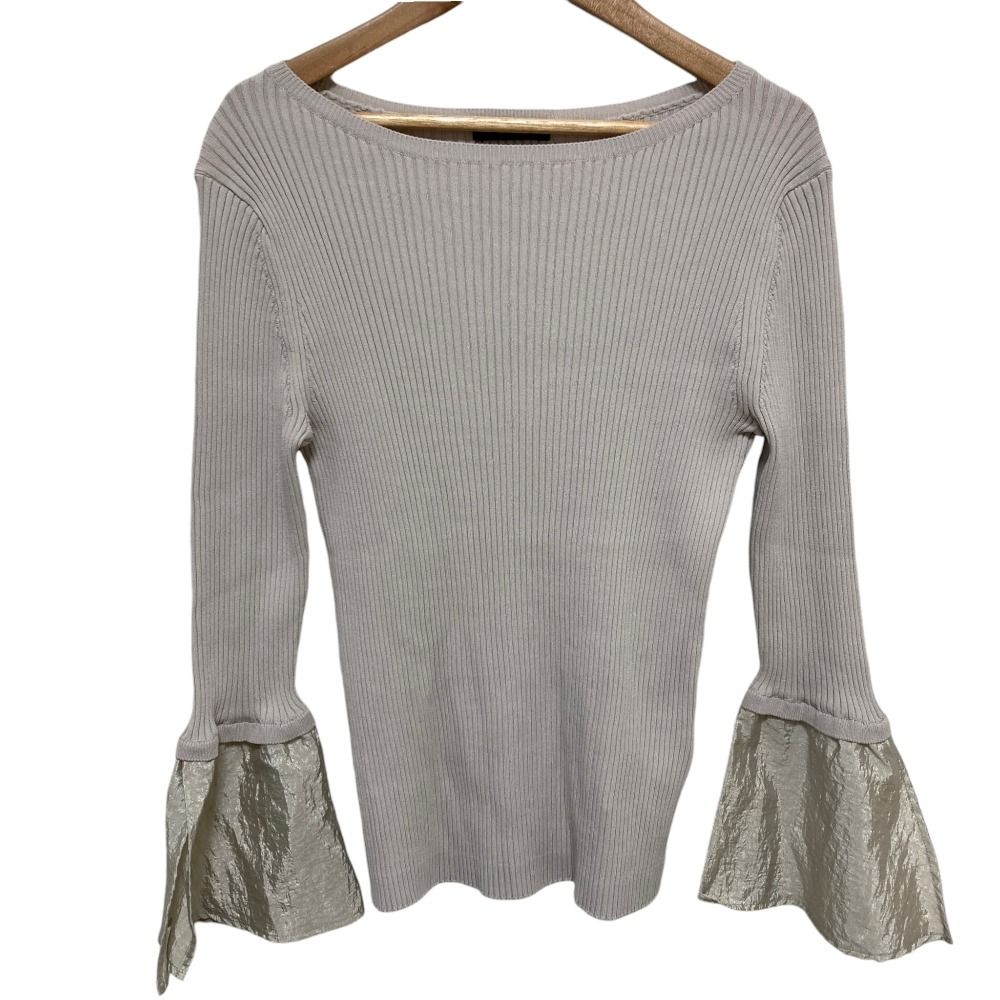 美品 24SS allureville アルアバイル 異素材カフスプルオーバー 20241016330 サイズ2 ベージュ レディース 古着 中古 USED