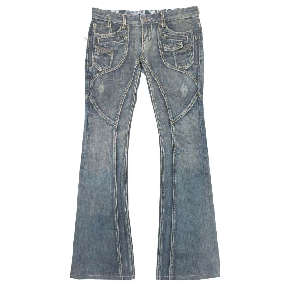 美品 TORNADO MART トルネードマート Archive Flared Jeans フレアデニム パンツ ジーンズ ダメージ y2k L インディゴ ブルー メンズ 古着 中古 USED
