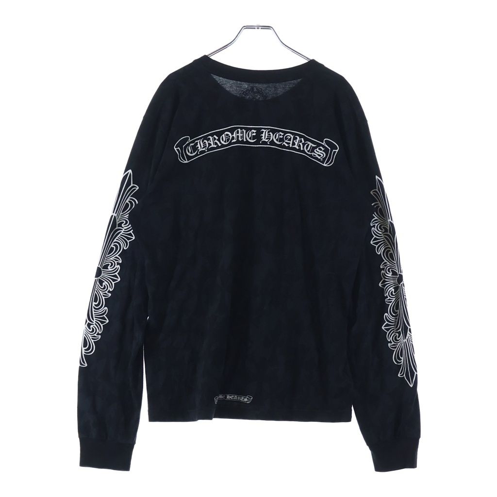 CHROME HEARTS (クロムハーツ) Graveyard Cemetery Cross L/S Tee グレイブヤードセメタリークロス長袖Tシャツ ブラック