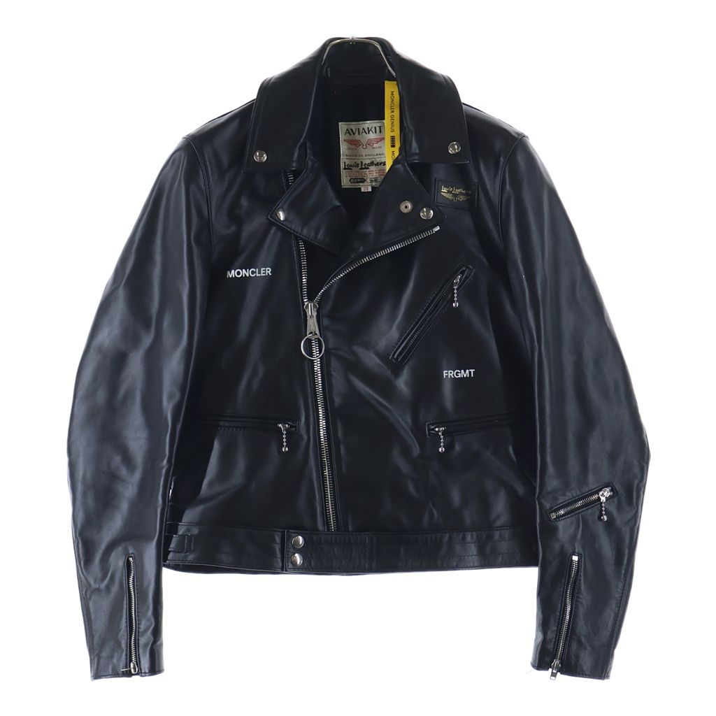 MONCLER GENIUS (モンクレール ジーニアス) 21AW ×LEWIS LEATHERS DWAYNE CYCLONE ルイスレザー サイクロン ホースハイド ダブルライダース レザージャケット ブラック G209U1A00022