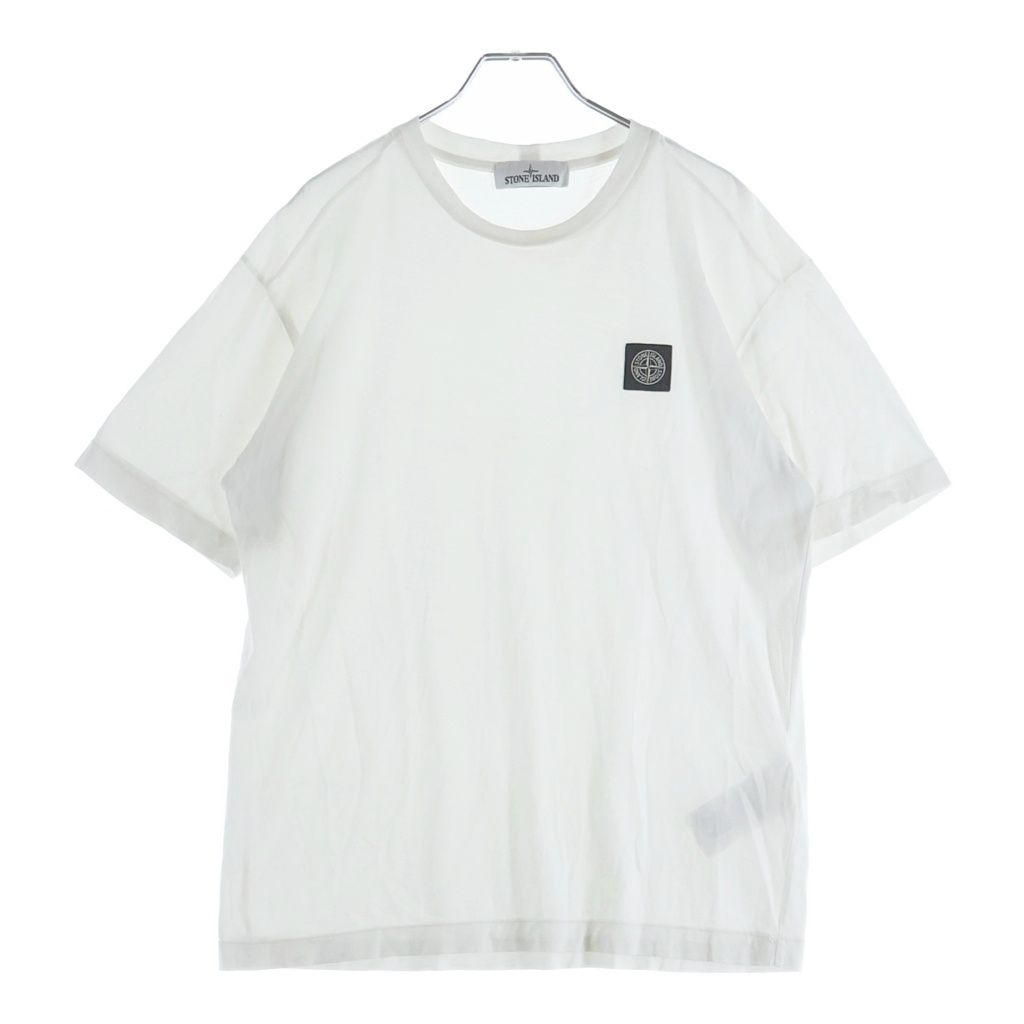 STONE ISLAND (ストーンアイランド) フロントコンパスロゴパッチ クルーネック半袖Tシャツカットソー ホワイト #M 761524113