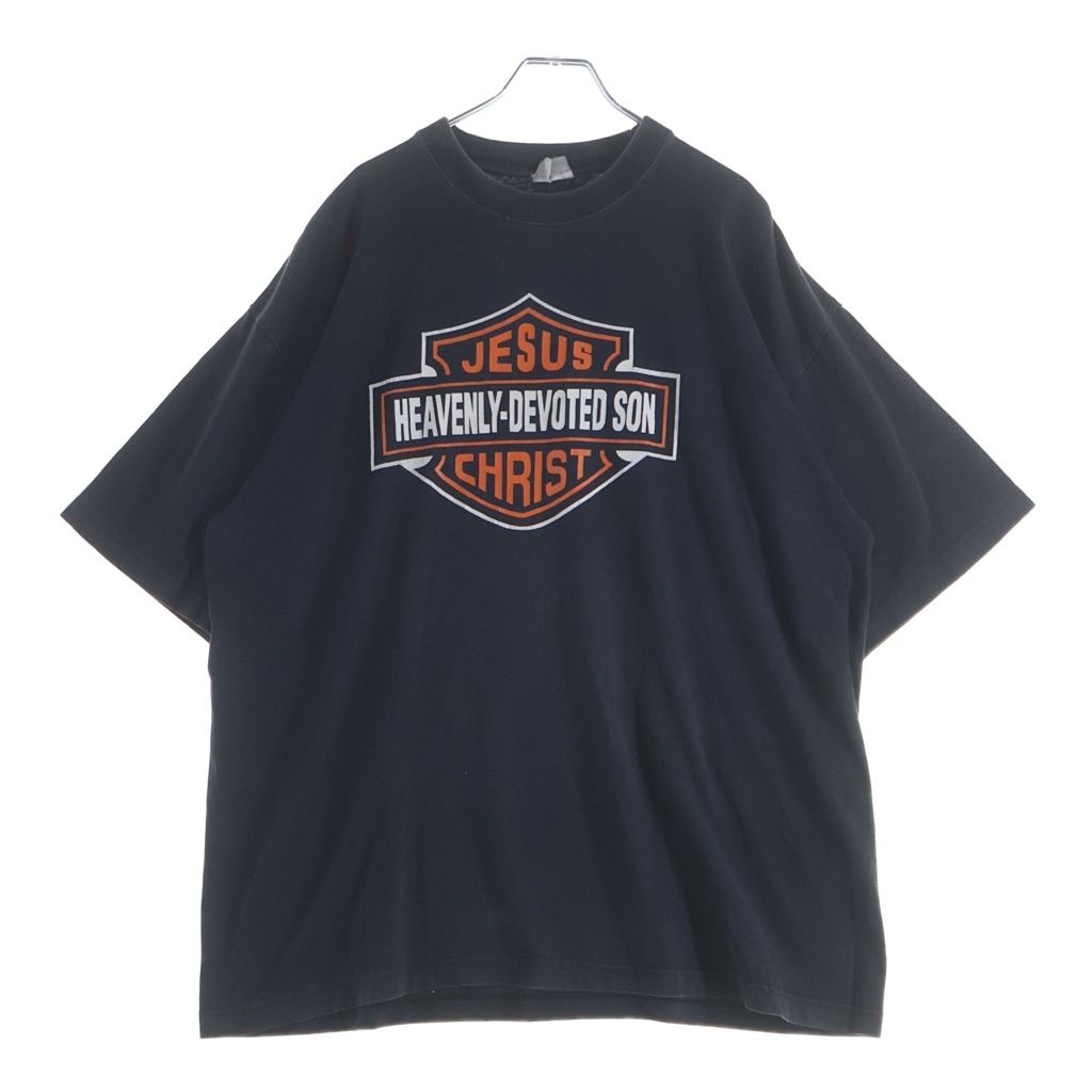 VINTAGE (ヴィンテージ) 00S JESUS HEAVENLY-DEVOTED SON CHRIST TEE パロディプリント 半袖カットソー Tシャツ ブラック