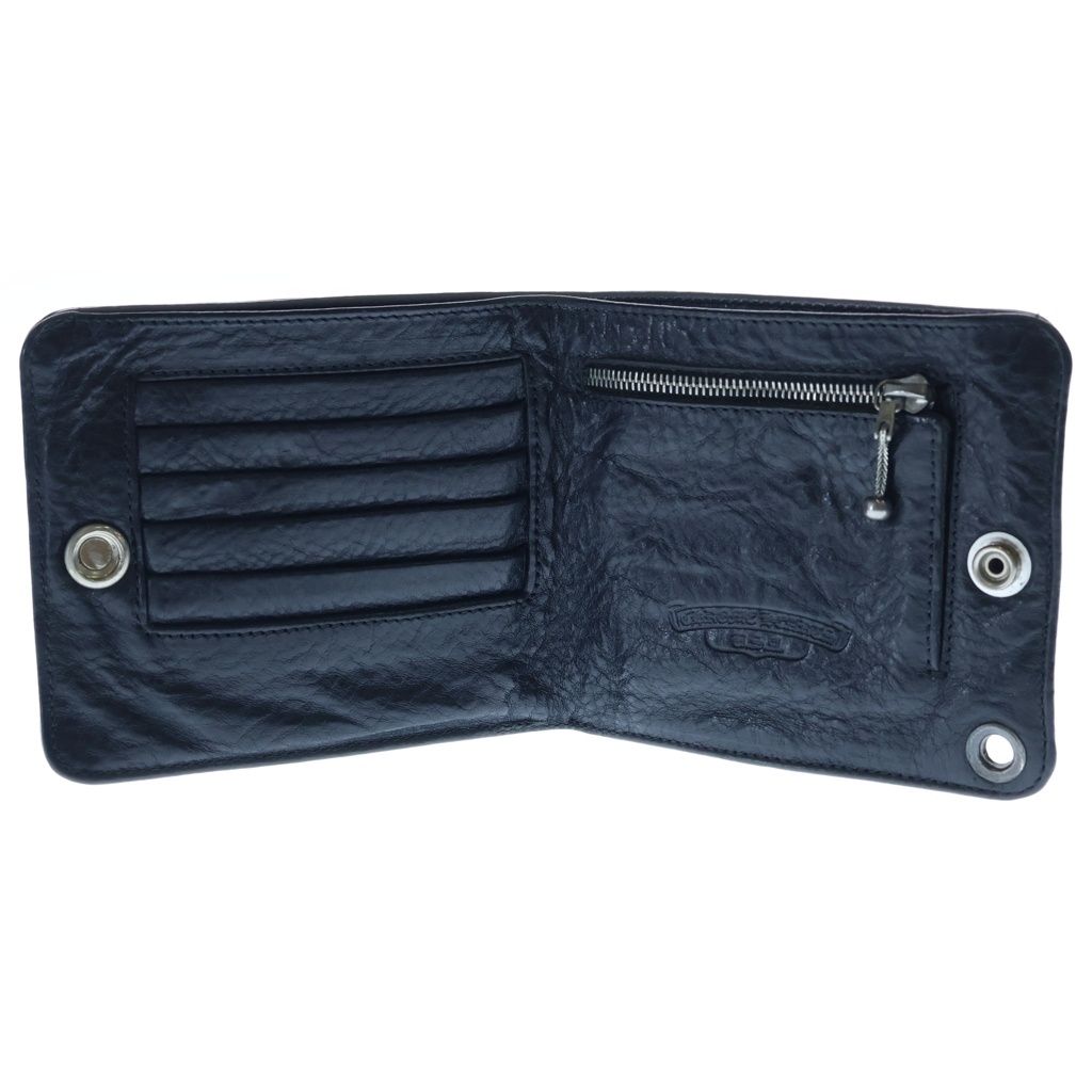 CHROME HEARTS (クロムハーツ) 1SNAP 1スナップ クロス ボールボタン レザーウォレット 財布 ブラック BCA361