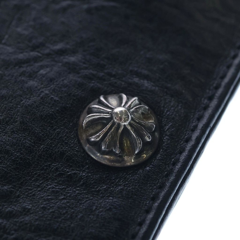 CHROME HEARTS (クロムハーツ) 1SNAP 1スナップ クロス ボールボタン レザーウォレット 財布 ブラック BCA361